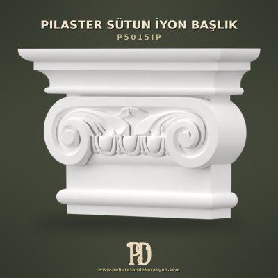 İyon Volütlü Poliüretan Pilaster Sütun Başlığı 6x21x15 cm