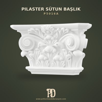 Klasik Floral Bezemeli Poliüretan Pilaster Sütun Başlığı 9x31x18 cm