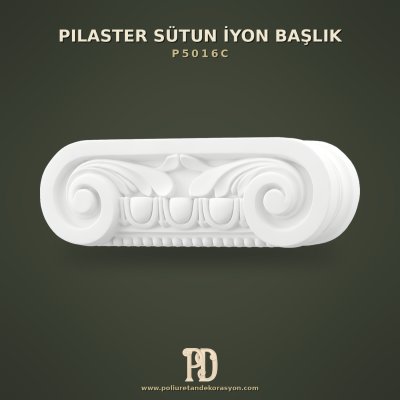 İyon Volütlü Poliüretan Pilaster Sütun Başlığı 7x24x8 cm