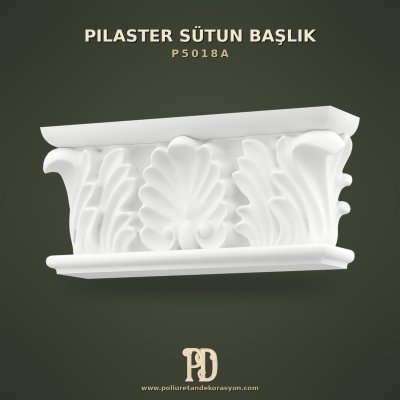Akant Yapraklı Poliüretan Pilaster Sütun Başlığı 6x23 cm