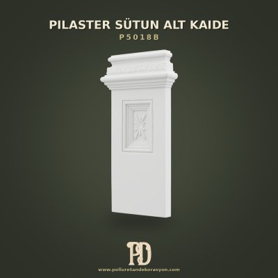 Geometrik Panelli Poliüretan Pilaster Sütun Alt Kaide 5x23x45 cm