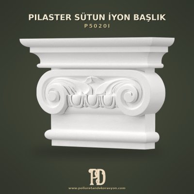 Poliüretan İyon Motifli Pilaster Sütun Başlığı Volütlü 7x28x19 cm