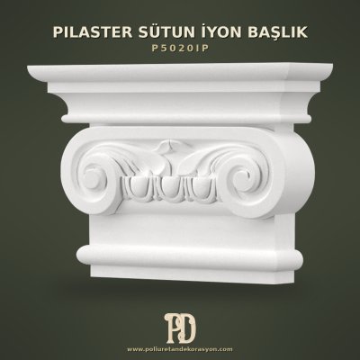 Poliüretan İyon Motifli Pilaster Sütun Başlığı Volütlü 7x28x19 cm