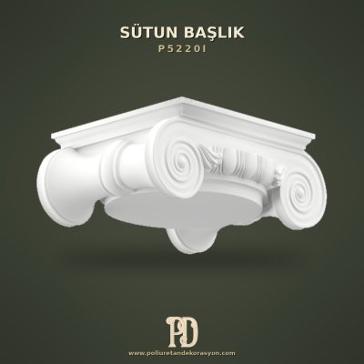 Poliüretan İyon Tarzı Volütlü Sütun Başlığı 23x31 cm
