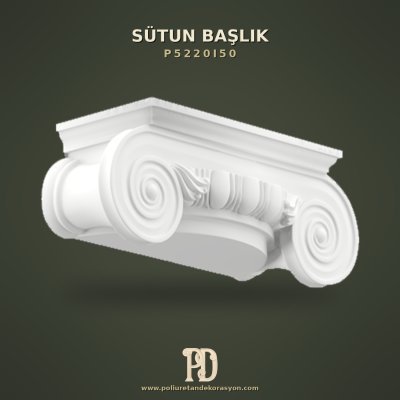 Poliüretan İyon Desenli Çift Taraflı Sütun Başlığı 12x32x12 cm
