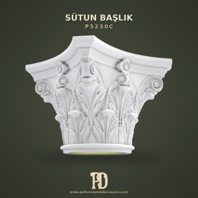 Poliüretan Klasik Akant Motifli Sütun Başlığı 54x42 cm