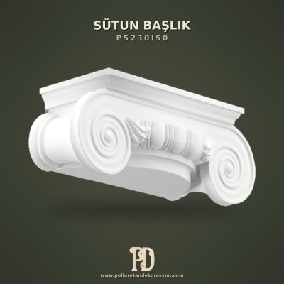 Dekoratif Poliüretan İyon Sütun Başlığı 18x47 cm