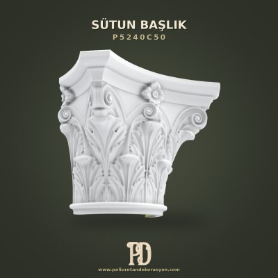 Akant Yapraklı Korint Klasik Sütun Başlığı 36x72 cm