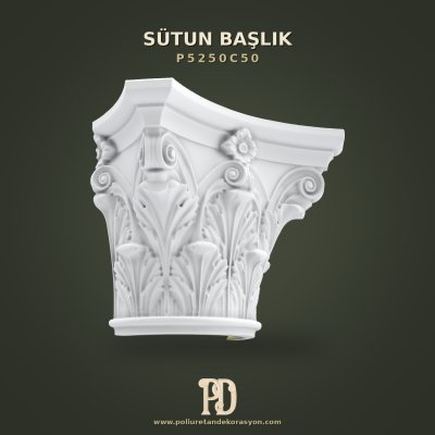 Poliüretan Sütun Başlığı Klasik Akant Yapraklı 45x90 cm
