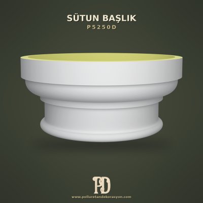 Poliüretan Dairesel Sütun Başlığı Klasik Model 70 cm