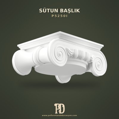 Poliüretan Sütun Başlığı İyon Tarzı Volütlü 85x85 cm