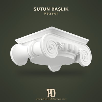 Poliüretan İyonik Volütlü Sütun Başlığı 70x93 cm