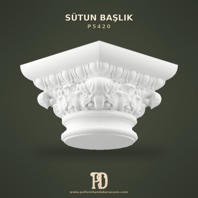 Akant ve Volüt Motifli Sütun Başlığı 36x36 cm