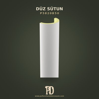 Poliüretan Düz Yarım Sütun Pilastır Gövde 10x20x240 cm