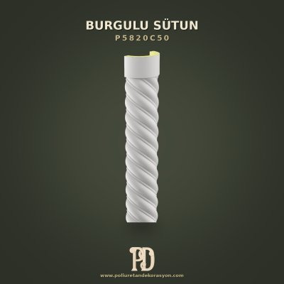 Poliüretan Burgulu Yarım Sütun Sarmal Dekor 10x20x260 cm
