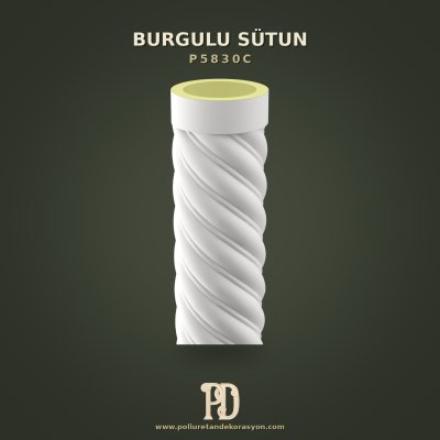 Poliüretan Sütun Sarmal Gövdeli Burgulu 30x260 cm