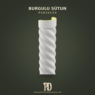 Poliüretan Burgulu Sütun Yarım Gövdeli 15x30x260 cm