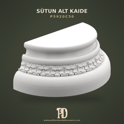 Klasik Motifli Yarım Sütun Alt Kaidesi 18x35x13 cm