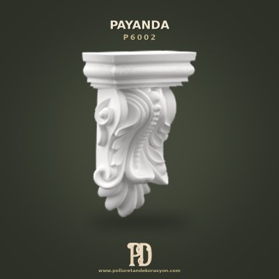 Poliüretan Payanda Akant Yaprağı Volüt Motifli 5x8x12 cm