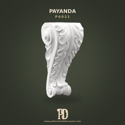Akant Yaprak Motifli Dekoratif Poliüretan Payanda 13x17x30 cm