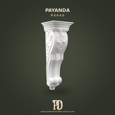 Çiçek Motifli Oymalı Poliüretan Payanda Konsol 23x70 cm