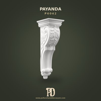 Poliüretan Payanda Akant Yapraklı Dekoratif 23x20x66 cm