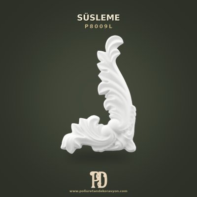 Poliüretan Sol Asimetrik Oyma Akant Yaprağı Süsleme 13x8 cm