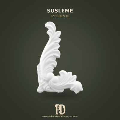Poliüretan Sağ Asimetrik Kıvrımlı Aplik Süsleme 13x8 cm