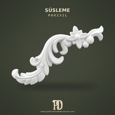 Poliüretan Çiçek Desenli Sol Aplik Süsleme 13x20 cm