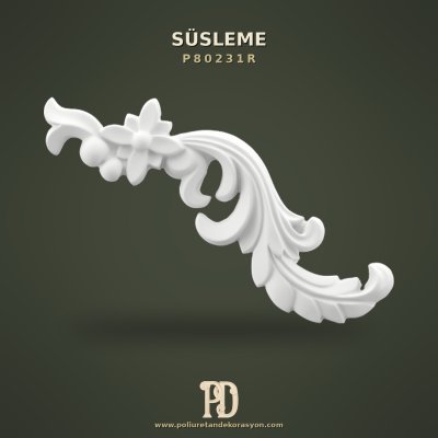 Poliüretan Çiçek Desenli Sağ Aplik Süsleme 13x20 cm
