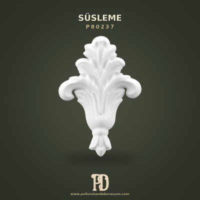 Poliüretan Oymalı Damla Motifli Süsleme Apliği 80x116x14 mm