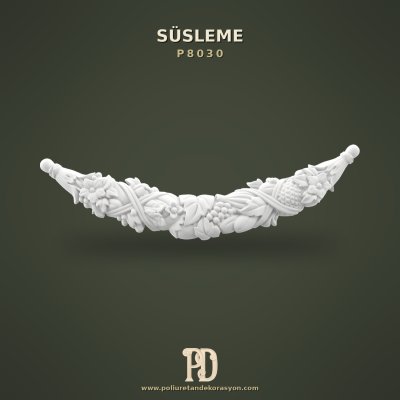 Poliüretan Çiçek ve Meyve Motifli Klasik Duvar Süsleme 19x70 cm