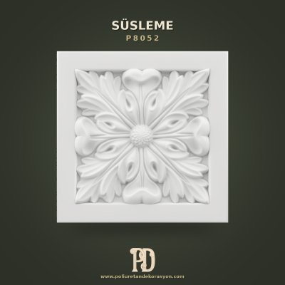 Kare Rozetli Poliüretan Klasik Floral Motif 16x16 cm