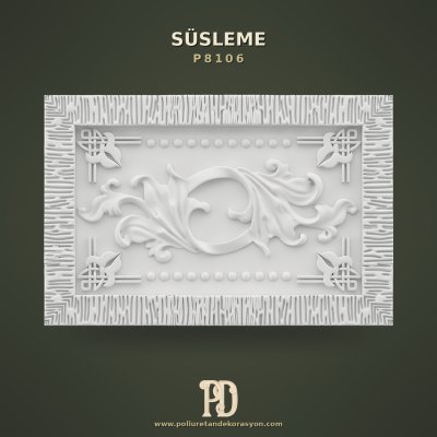 Poliüretan Süsleme Motifi Akant Yapraklı Rölyefli 25x38 cm