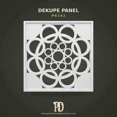 Poliüretan Dairesel Oyma Motifli Dekoratif Dekupe Panel 57x57 cm