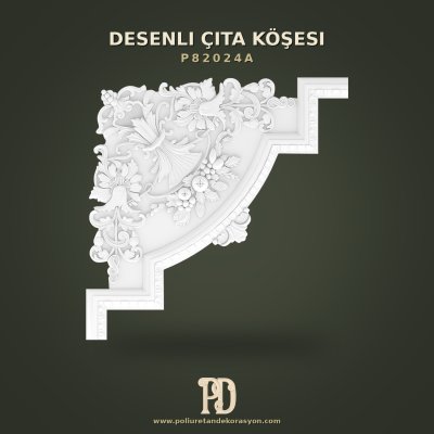 Rölyefli Poliüretan Desenli Çıta Köşesi 71x71 cm