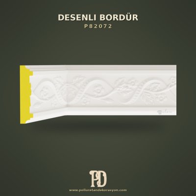Poliüretan Çiçek Desenli Kabartmalı Duvar Bordürü 11 cm