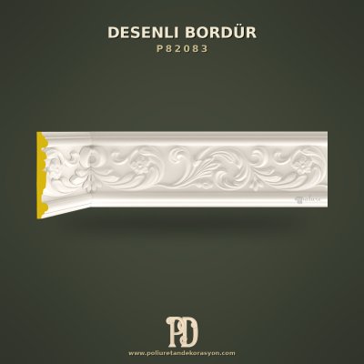 Poliüretan Desenli Duvar Bordürü Çiçek Motifli 2x13 cm