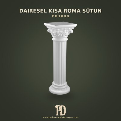 Poliüretan Dekoratif Yivli Roma Sütunu Kaidesi 35x107 cm