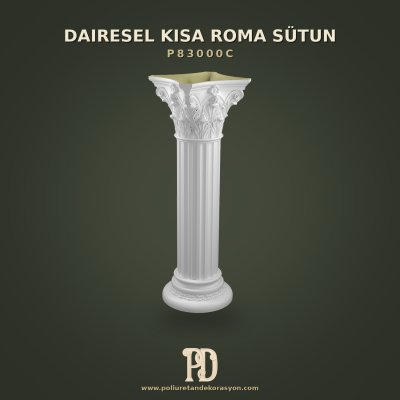 Poliüretan Kısa Roma Sütun Kaidesi 35x107 cm