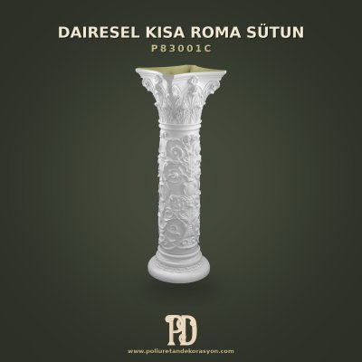 Poliüretan Oymalı Kısa Roma Sütun 35x35x110 cm