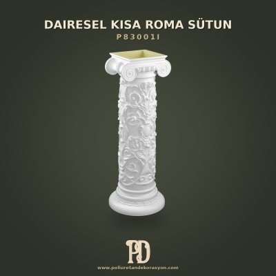 İyon Başlıklı Oymalı Kısa Roma Sütunu 35x35x92 cm