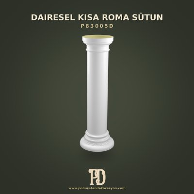 Poliüretan Dekoratif Pürüzsüz Düz Kısa Roma Sütun 35x107 cm