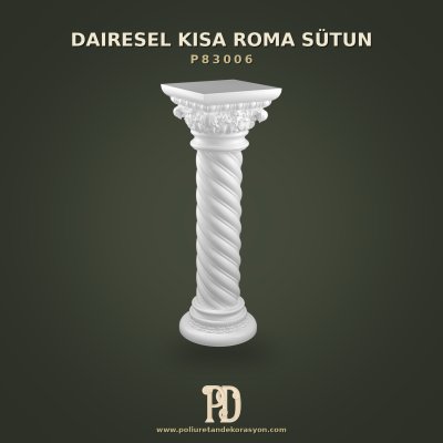 Burgulu Poliüretan Kısa Roma Sütunu Dekoratif Kaide 35x107 cm