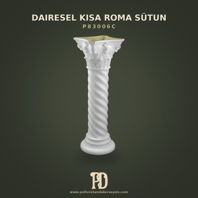 Klasik Burgulu Poliüretan Kısa Roma Sütun Kaidesi 35x35x107 cm