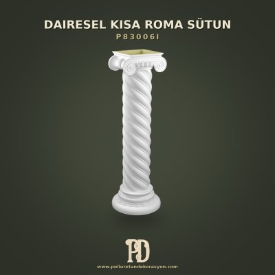 İyon Başlıklı Burgu Gövdeli Poliüretan Kısa Sütun 35x35x107 cm