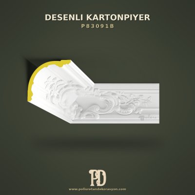 Klasik Kıvrımlı Poliüretan Kartonpiyer Tavan Dekoru 18x18 cm