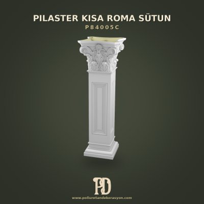 İç Bükey Panelli Klasik Kısa Roma Sütunu 36x36x107 cm