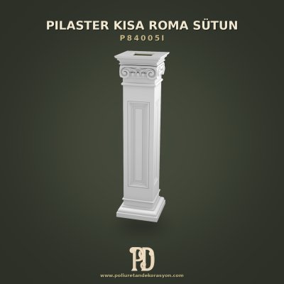 Klasik İyon Başlıklı Kısa Roma Sütunu 28x28x107 cm