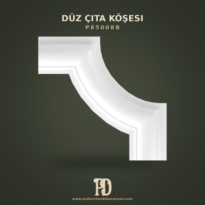 Dekoratif Kavisli Poliüretan Düz Çıta Köşesi 13x13x2 cm